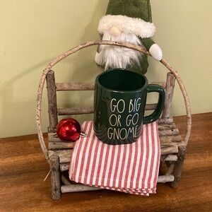 NEW Rae Dunn GO BIG OR GO GNOME Dark Green Christmas Ceramic Mug